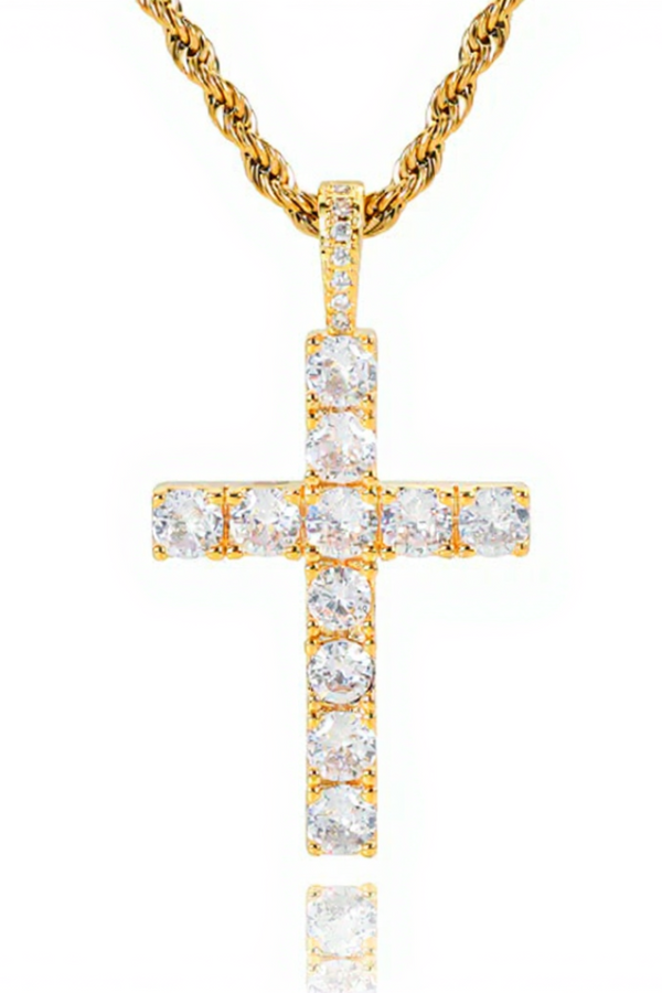 Gold Moissanite Cross Necklace - Faith Collection