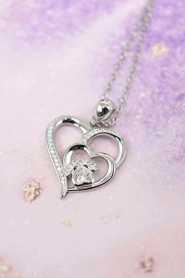 Inolt - Silver Necklace with Foot and Heart Design