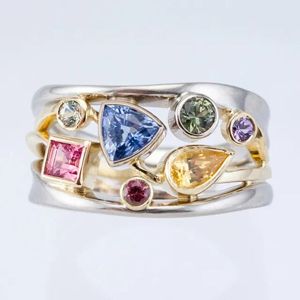 Vintage-Inspired Multicolor Zirconia Ring
