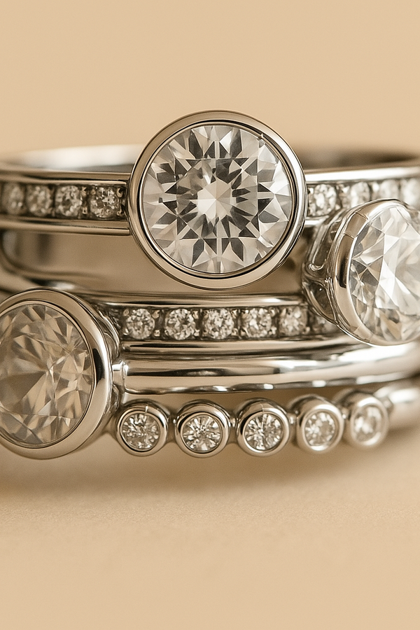 Chic Silver Ring Adorned with Crystal Layers