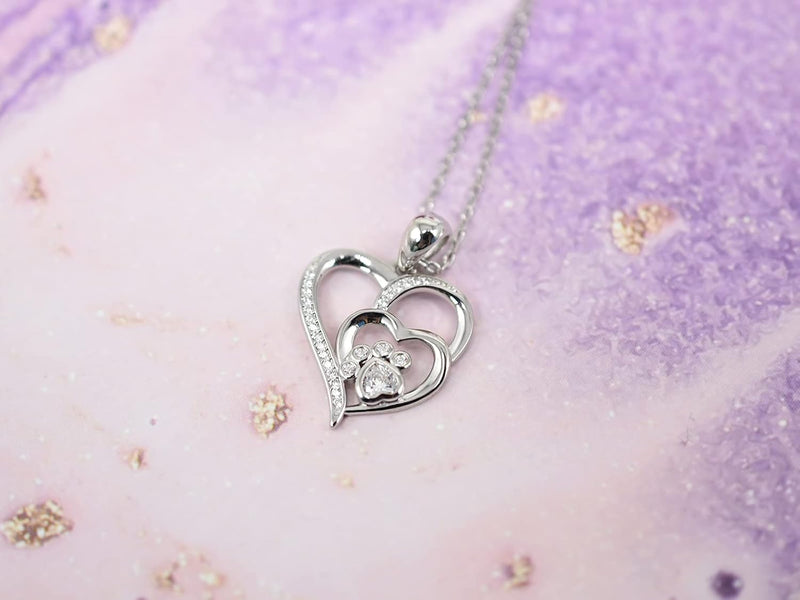 Inolt - Silver Necklace with Foot and Heart Design
