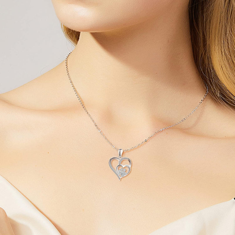 Inolt - Silver Necklace with Foot and Heart Design