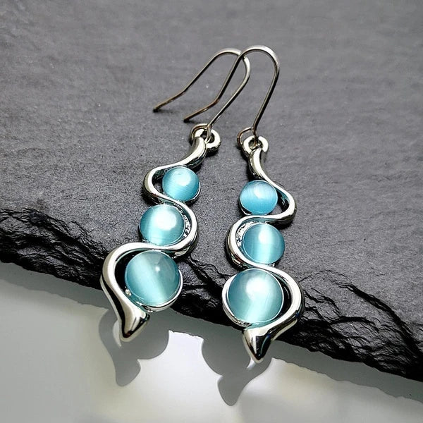 Elegant Blue Crystal Dangle Earrings