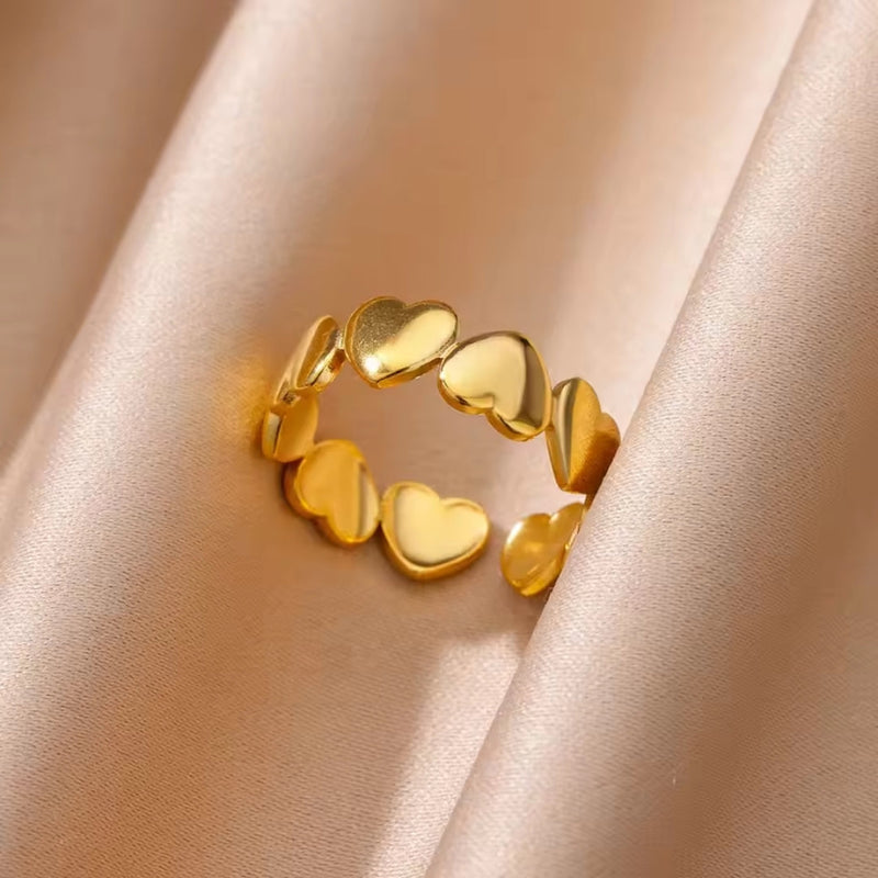 Gold Adjustable Heart-Shaped Ring