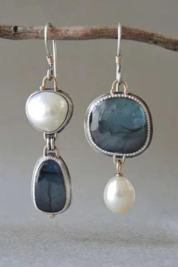 Retro Blue Gemstone Earrings
