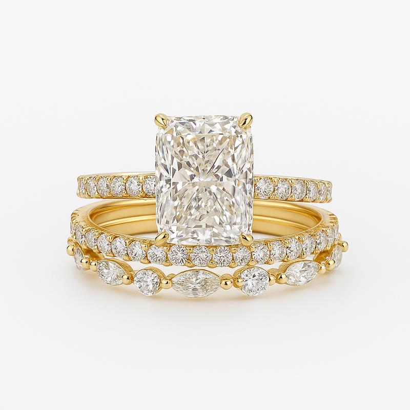 Jaily - 3-Piece Wedding Set Featuring 18K Gold Ring