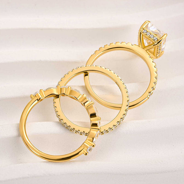 Jaily - 3-Piece Wedding Set Featuring 18K Gold Ring