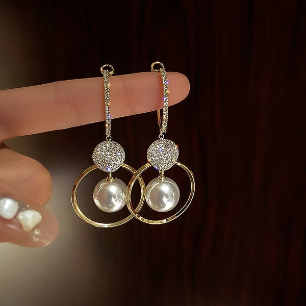 Pearluxe - Elegant Earrings Featuring Pearl and Zirconia Accents