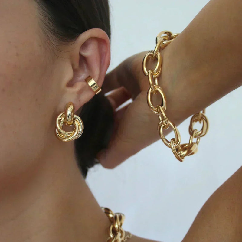 Gold Interlock Statement Earrings