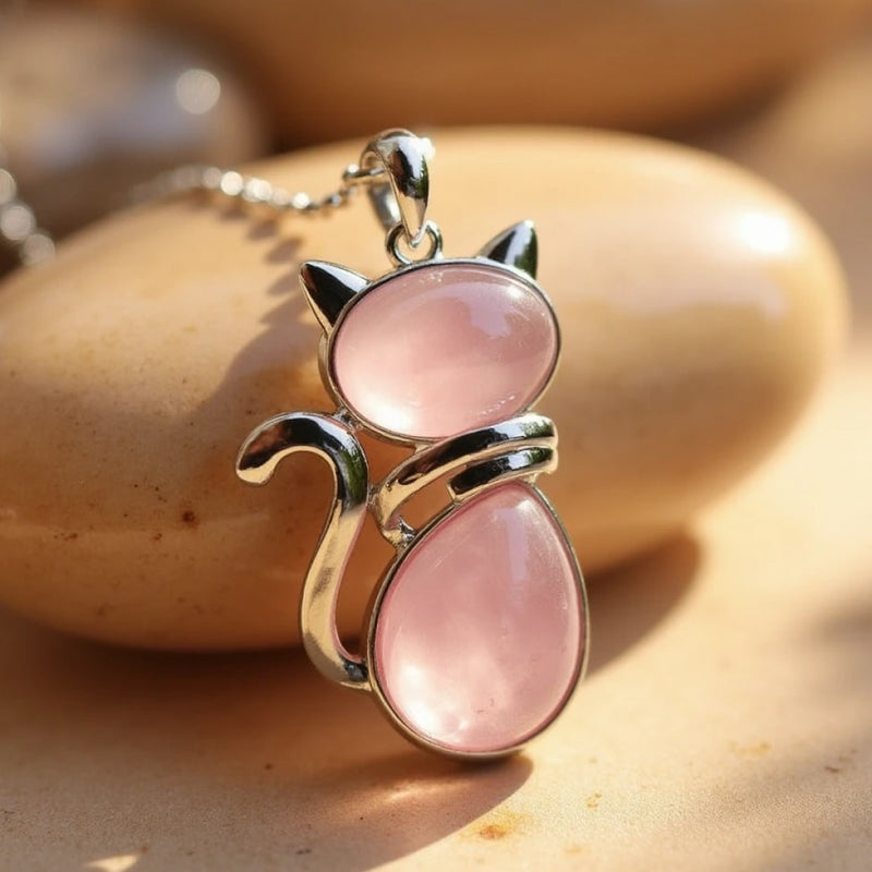 Natural Stone Cat Necklace