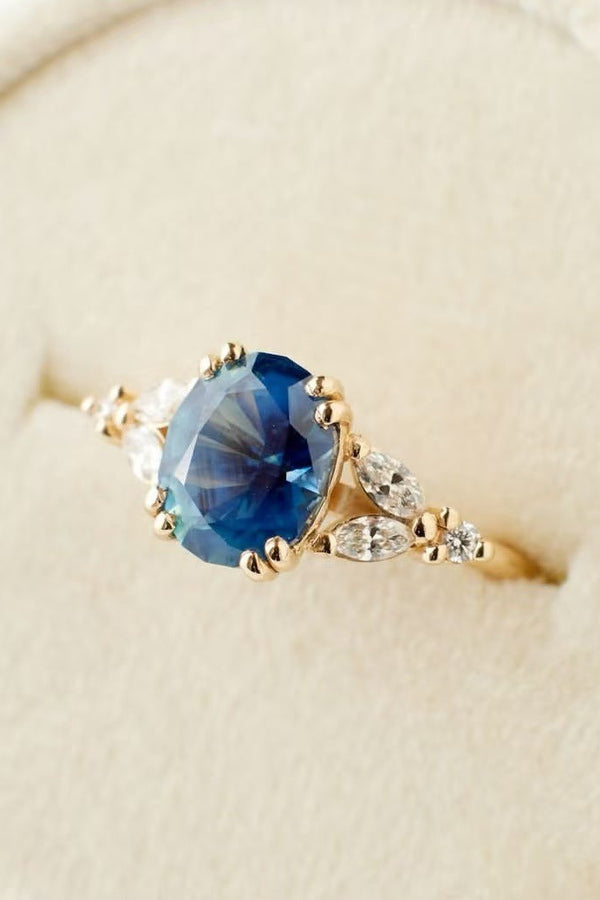 Exquisite Gold Ring Featuring a Blue Exotic Crystal