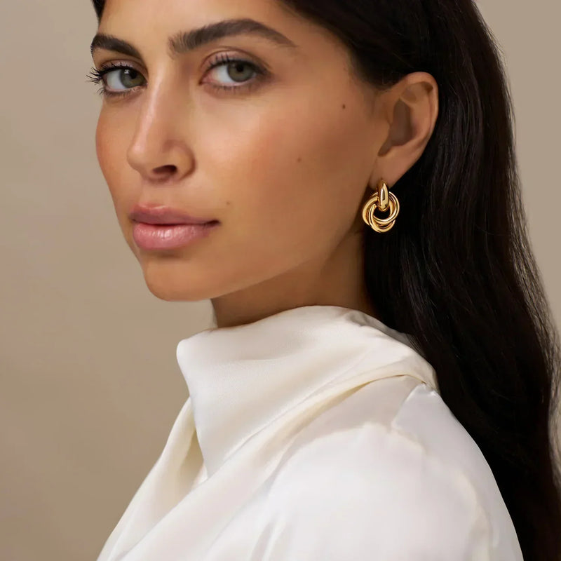 Gold Interlock Statement Earrings