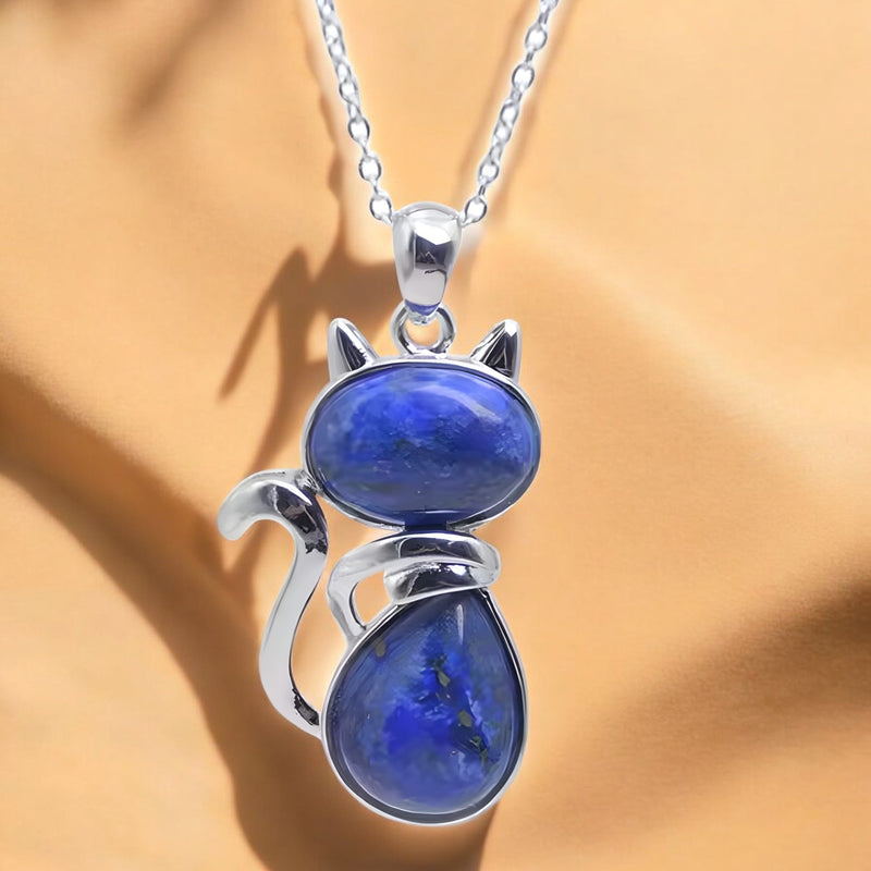 Natural Stone Cat Necklace
