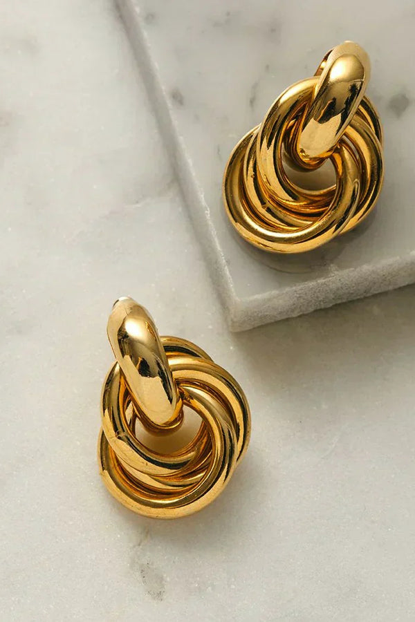 Gold Interlock Statement Earrings