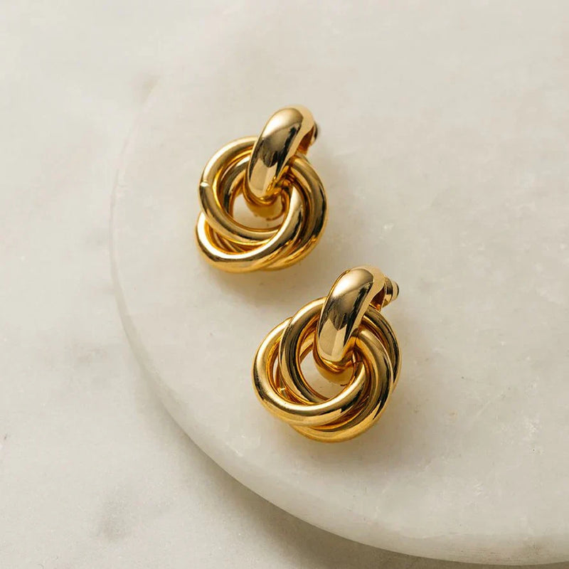 Gold Interlock Statement Earrings