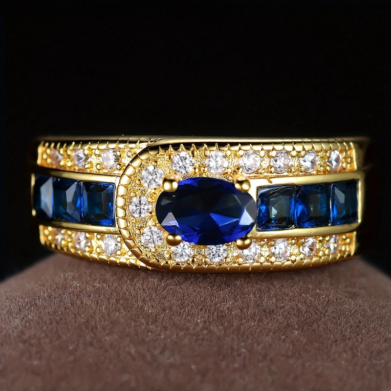 Vintage-Inspired Gold Ring Featuring Blue Zircon