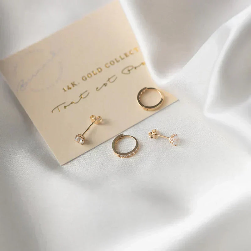 Tears - 14K Gold Cross Earrings