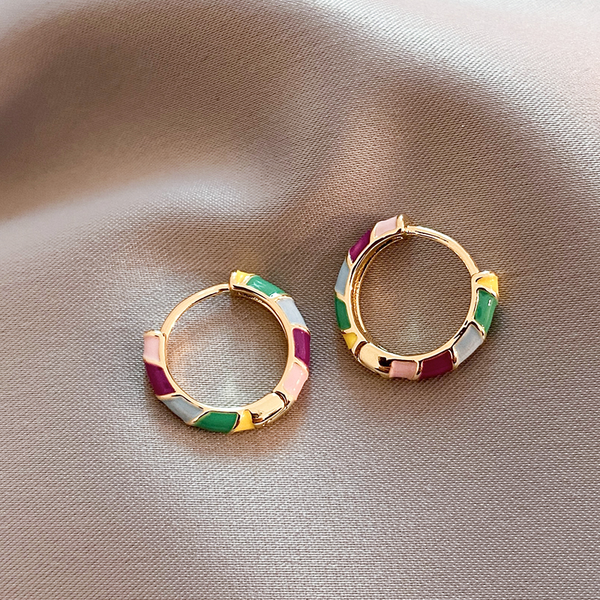 Chic Gold-Finished Earrings with Vibrant Designs