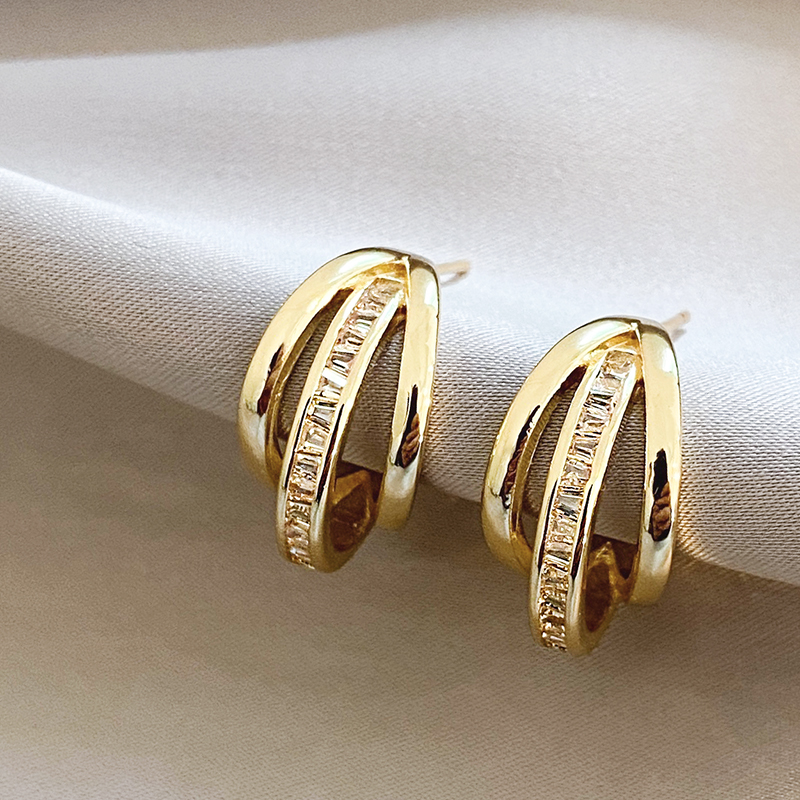 Triple Layered Gold Hoop Earrings