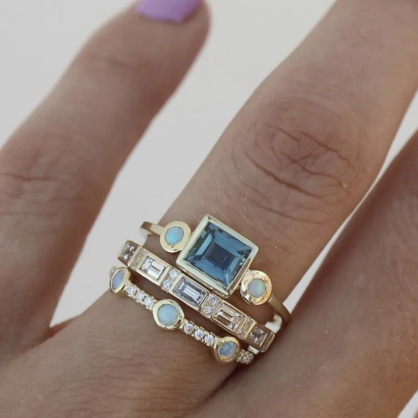 CrystalLuxe - Vintage Blue Crystal Ring Set