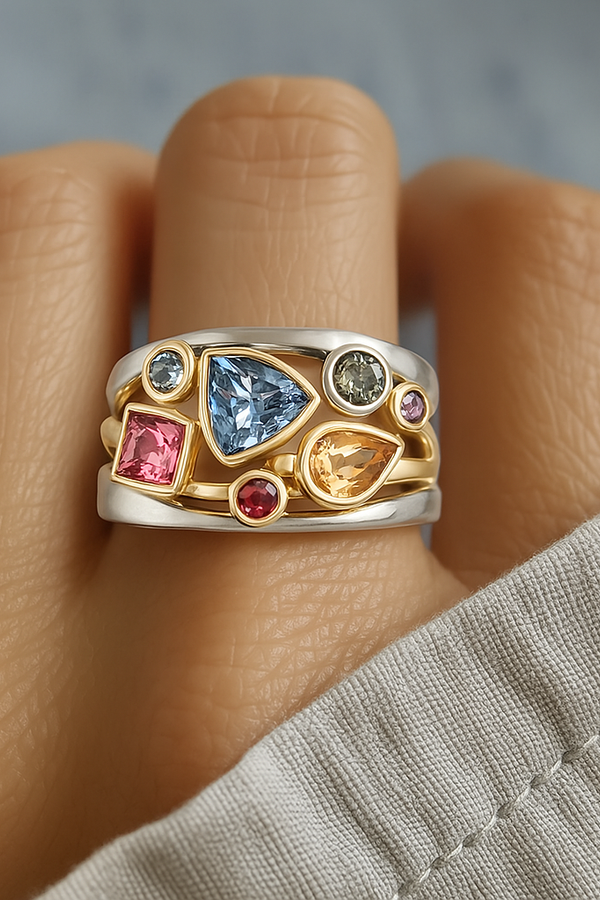 Vintage-Inspired Multicolor Zirconia Ring