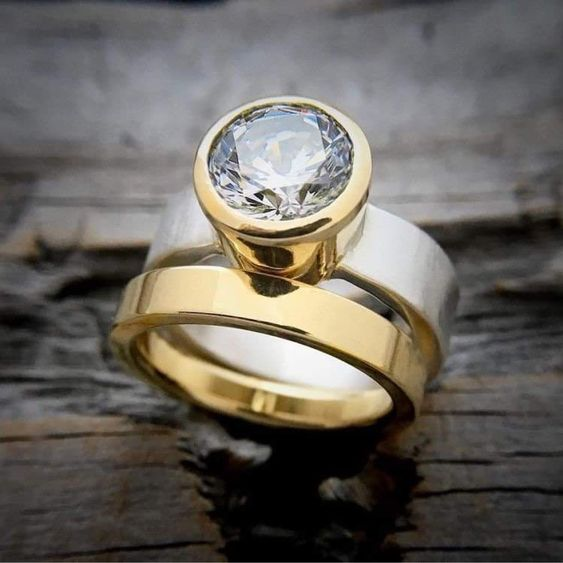 Gold and Silver Decorative Glass Ring