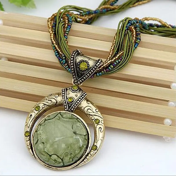 Green and Gold Pendant Necklace