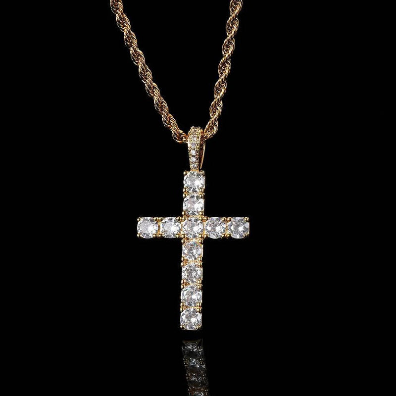 Gold Moissanite Cross Necklace - Faith Collection