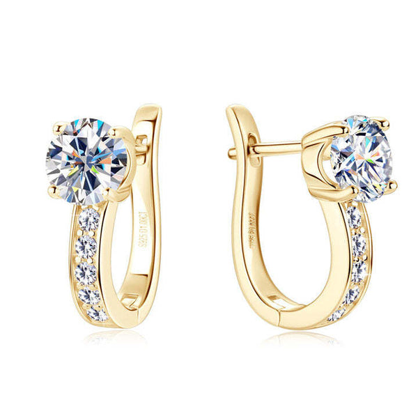 Channel - 18K Gold Earrings with Moissanite Accents