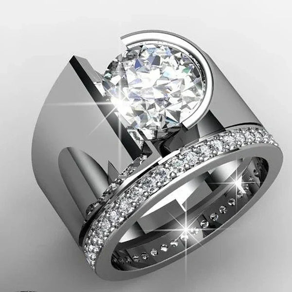 Silver Radiance Ring Adorned with Zirconia