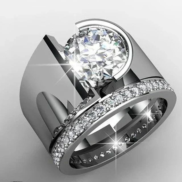 Silver Radiance Ring Adorned with Zirconia