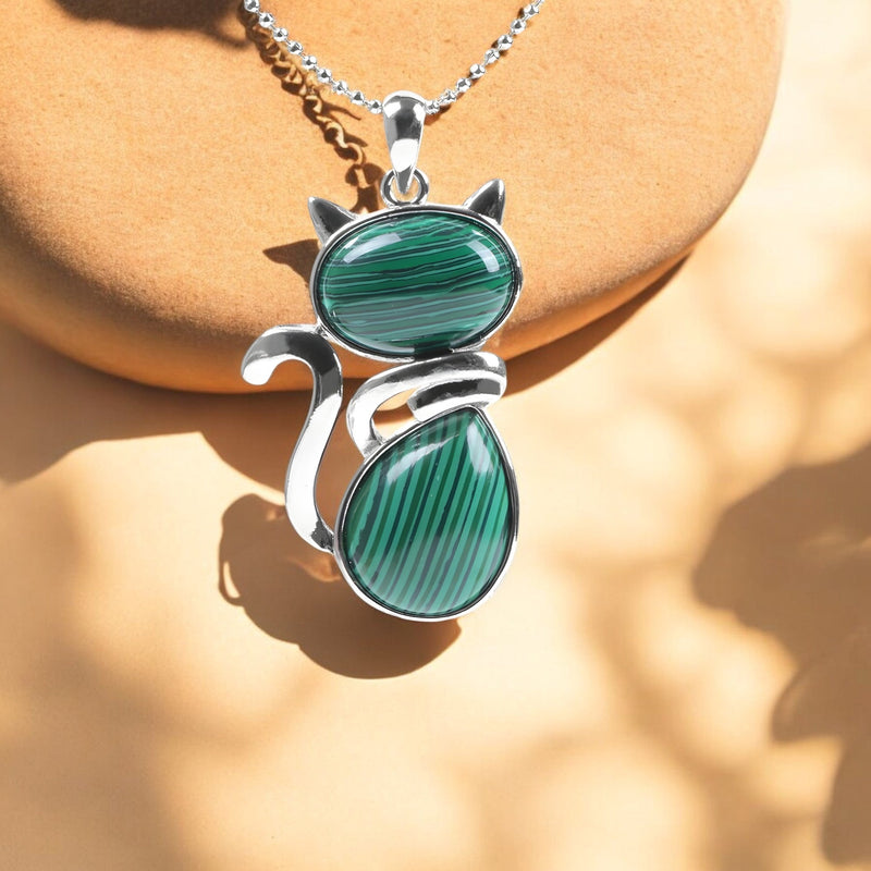 Natural Stone Cat Necklace