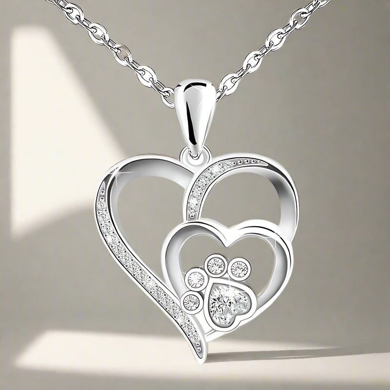 Inolt - Silver Necklace with Foot and Heart Design